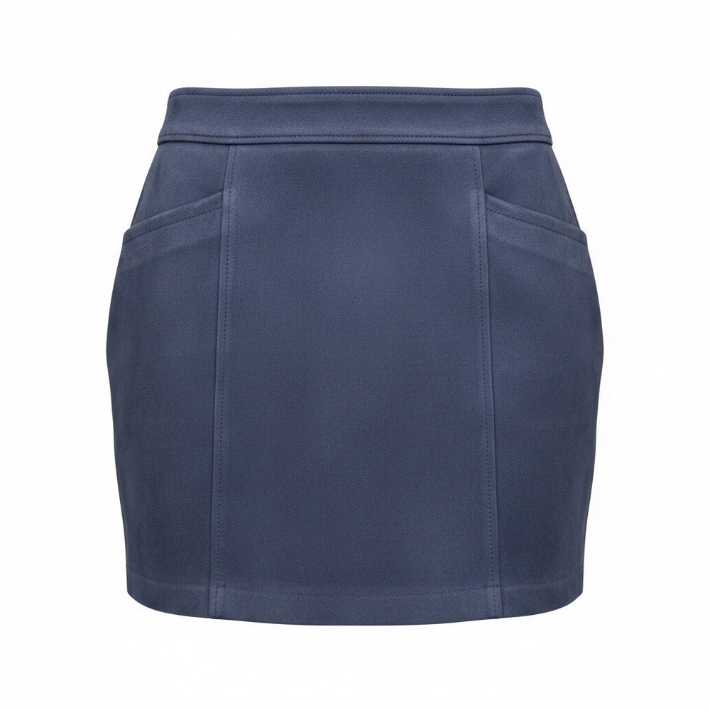 LOFT Mini Skirt Women 4 Blue Faux Suede Pockets Career Casual